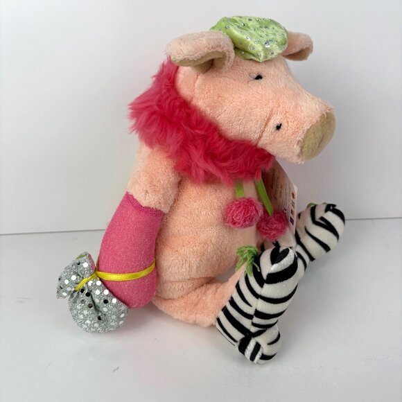 Vintage Manhattan Toy Tiptoes Touché Madge Pig Plush Zebra Socks 14” - Picture 3 of 8